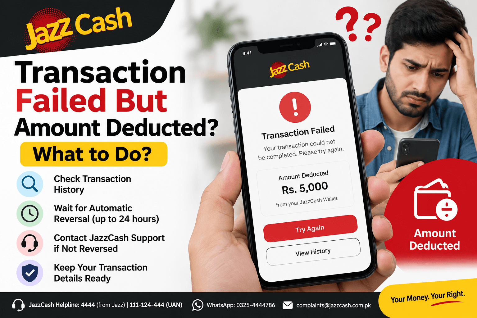 JazzCash Transaction Failed But Amount Deducted – What to Do?