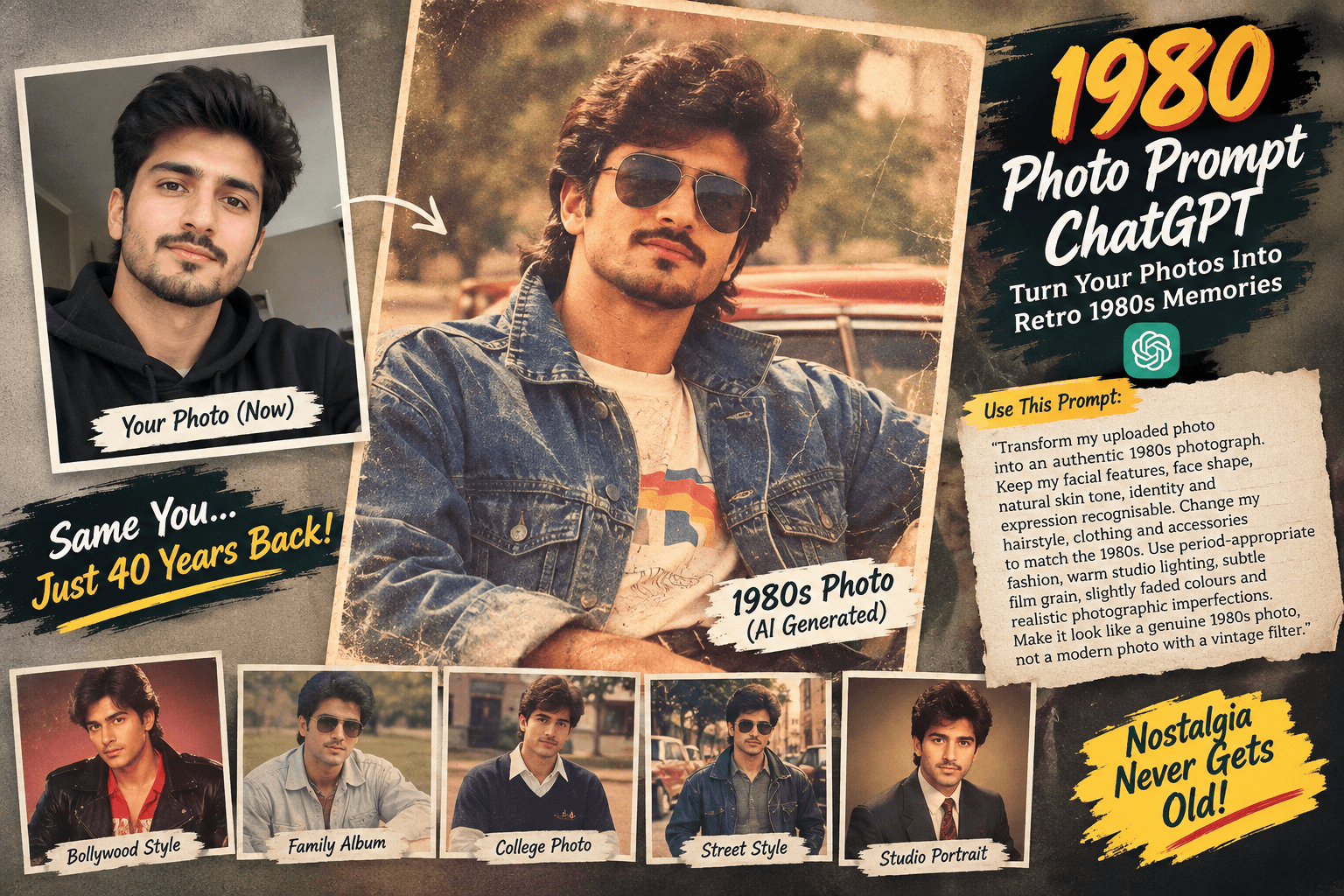 1980 Photo Prompt ChatGPT: How to Create Viral Retro AI Photos