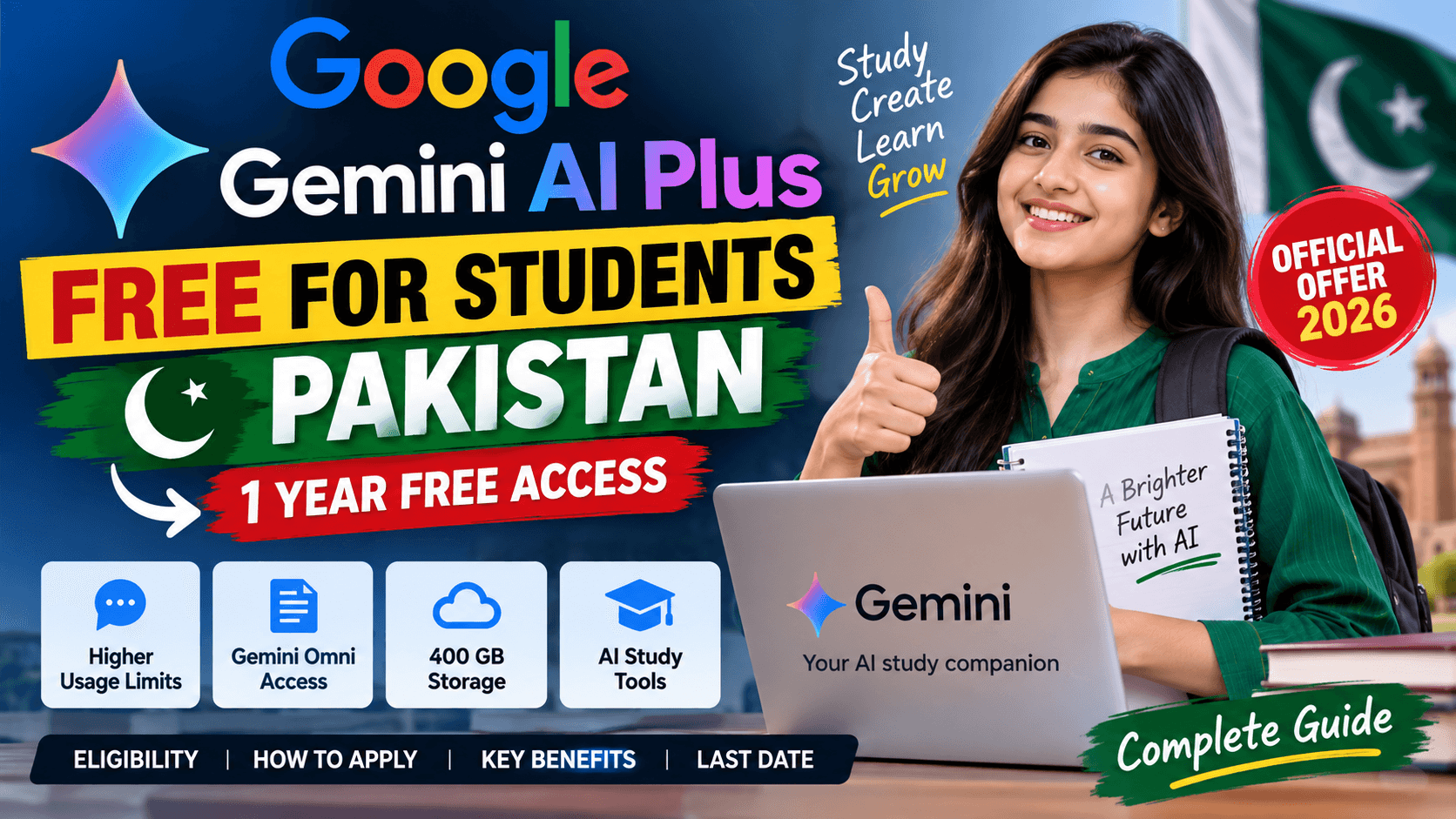 Free Gemini AI Plus for Students Pakistan: 1-Year Free Offer Confirmed