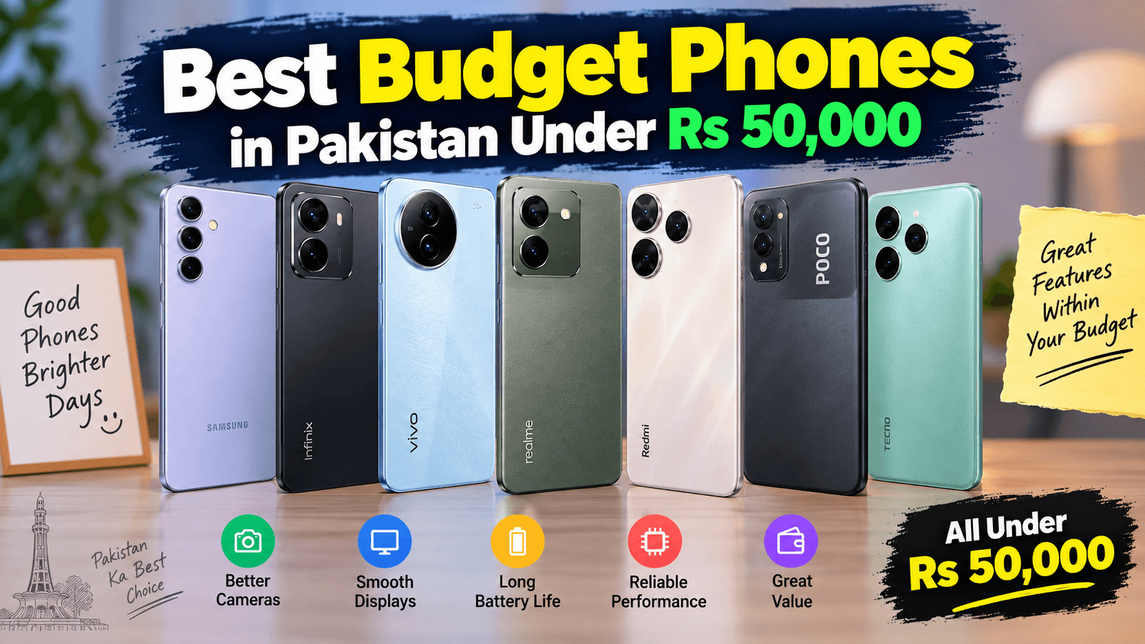 Best Budget Phones in Pakistan Under Rs 50,000