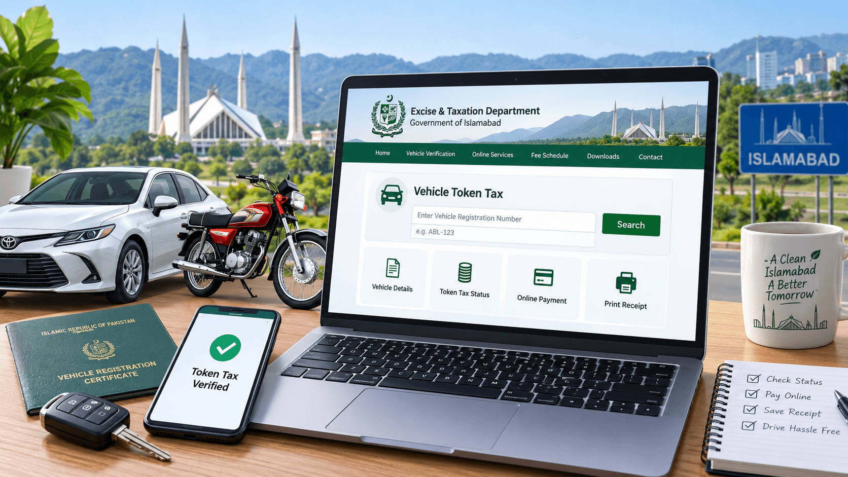 Islamabad vehicle token tax online verification and payment guide