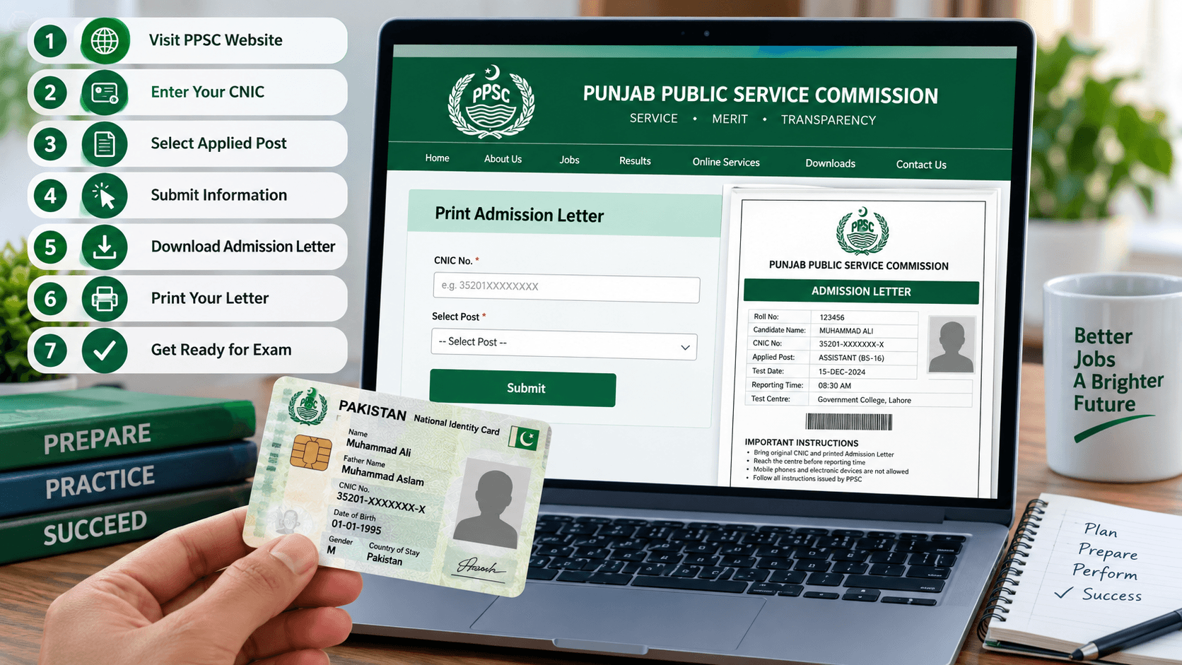 PPSC Admission Letter download using CNIC through the official PPSC website