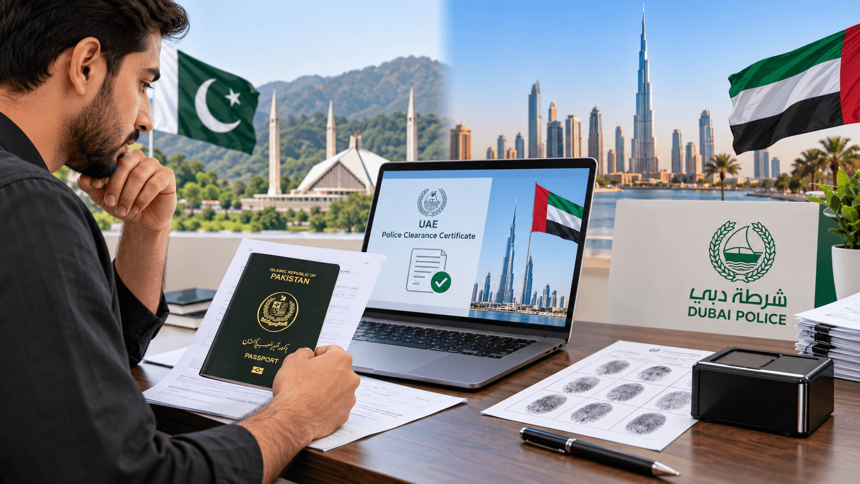 UAE Police Clearance Certificate application process from Pakistan with passport and fingerprint requirements