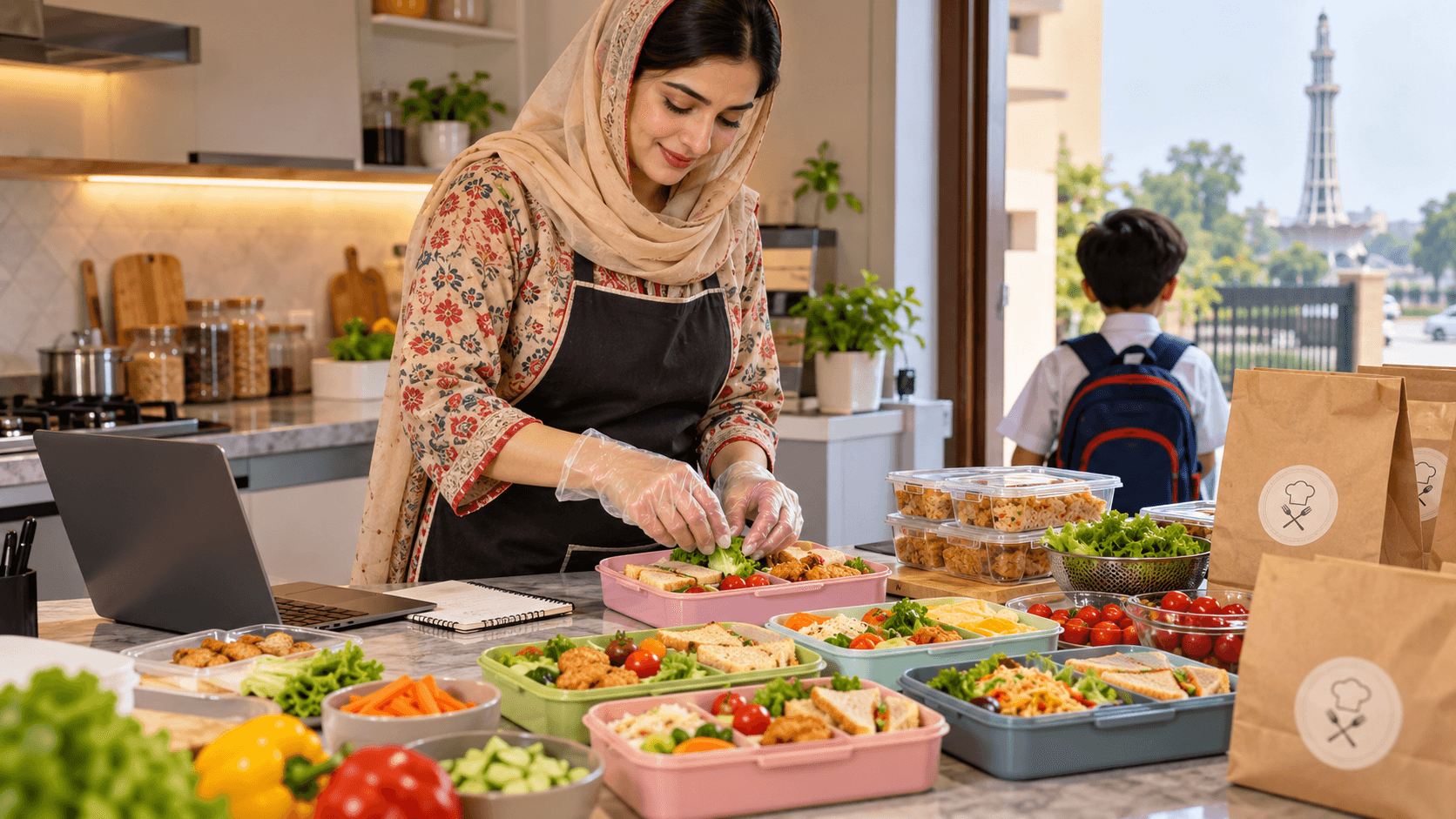School lunch box business in Lahore preparing fresh packed meals for school children