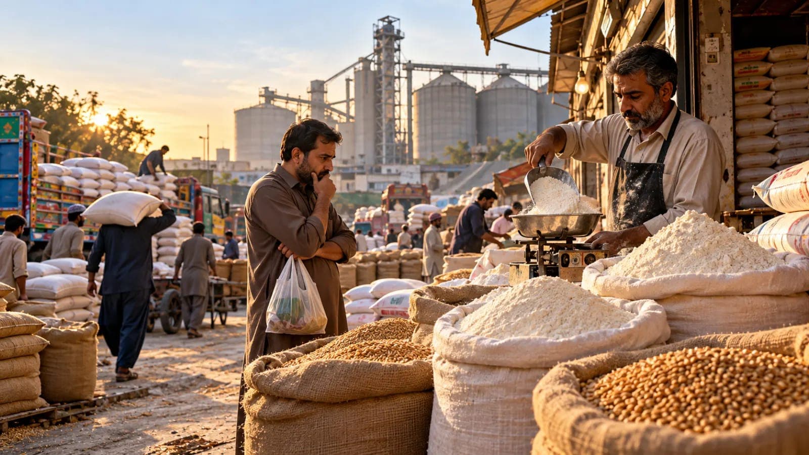 Pakistan flour prices October 2026 showing wheat flour bags and rising atta rates
