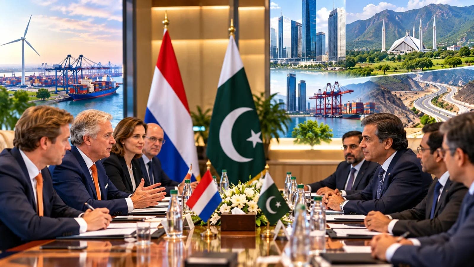 Dutch and Pakistani business representatives meeting to discuss investment opportunities at SIFC