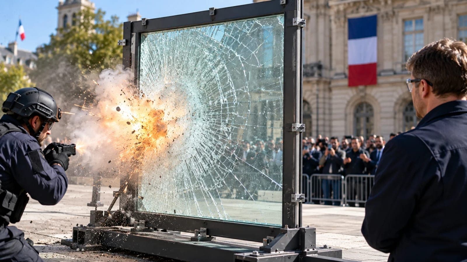 Chinese blast-proof glass viral video claim from France, unverified