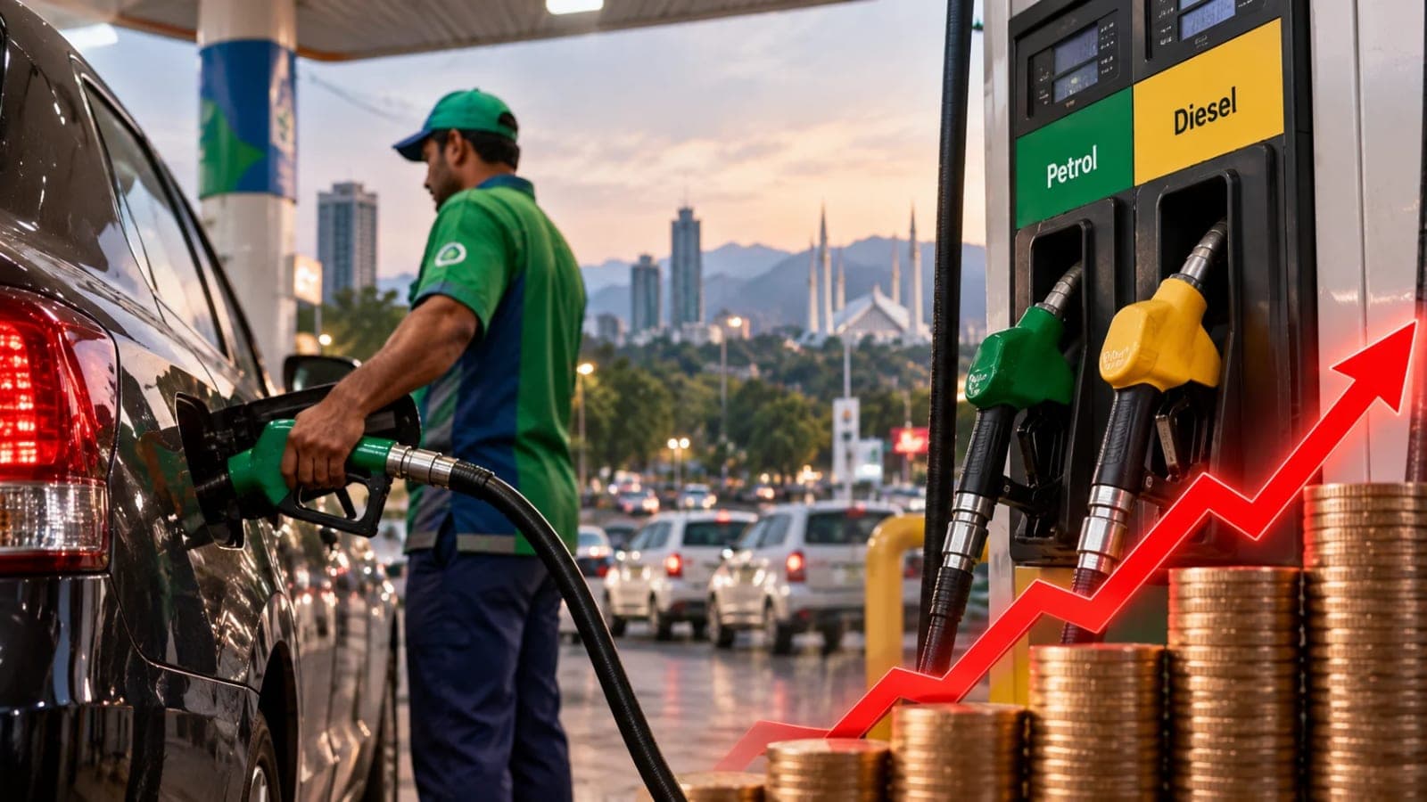 Petrol diesel prices Pakistan October 29 2026 fuel station price board showing new petrol and diesel rates