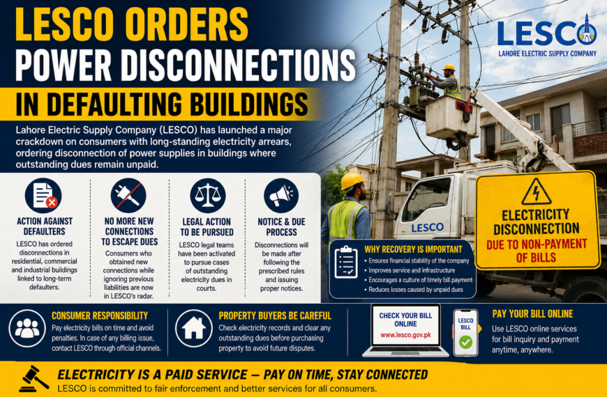 LESCO Orders Power Disconnections in Defaulting Buildings