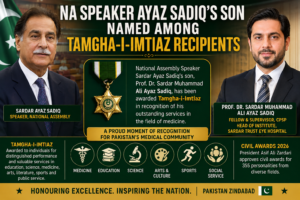 NA Speaker Ayaz Sadiq’s Son Named Among Tamgha-i-Imtiaz Recipients